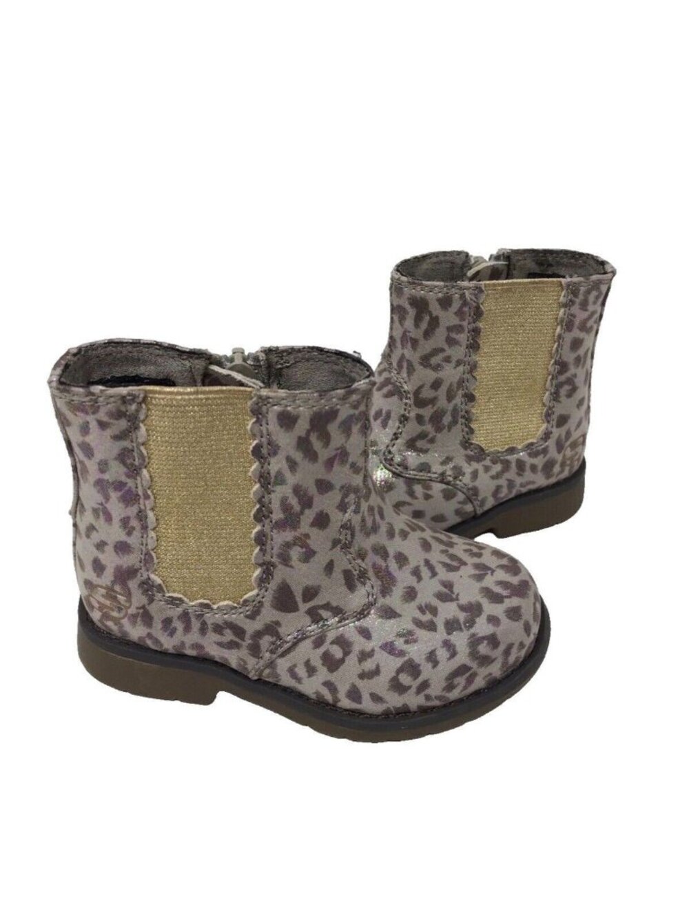 SKECHERS Baby Girl Toddler Boots Shoes NEW Memory Foam Leopard Shimmer Sz 7 Cute